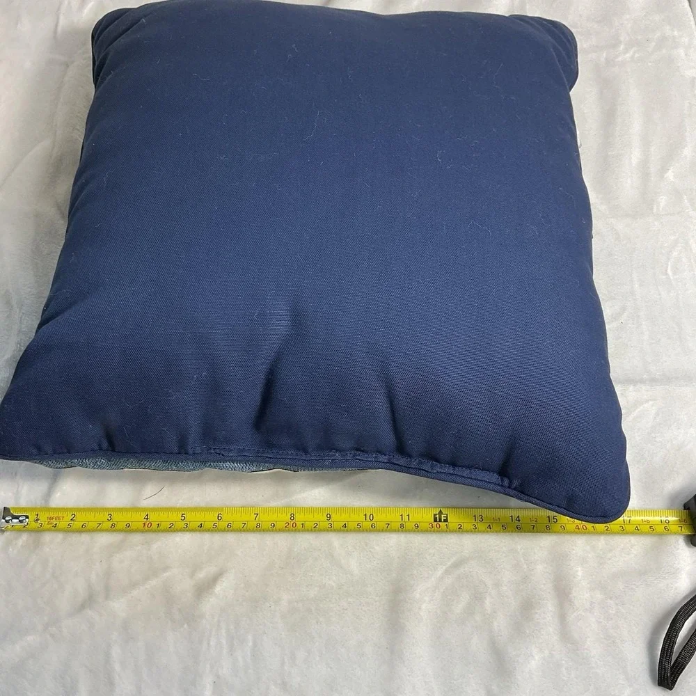 VTG Lighthouse Nautical Flags Pillow Coastal Scene Blue 16